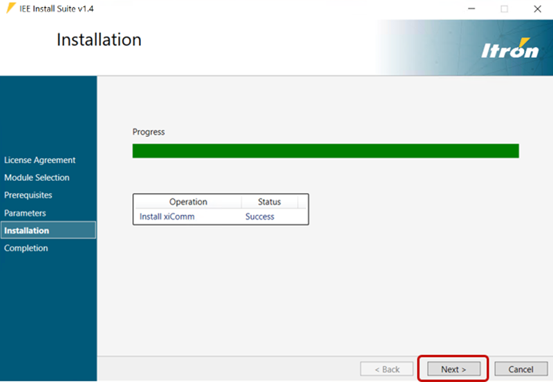 Location of the next button.